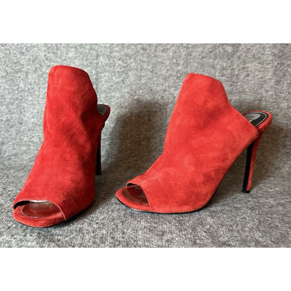 Steve Madden Shoes Womens 7 Red Suede Leather SOOKI High Heel Open Toe Stiletto